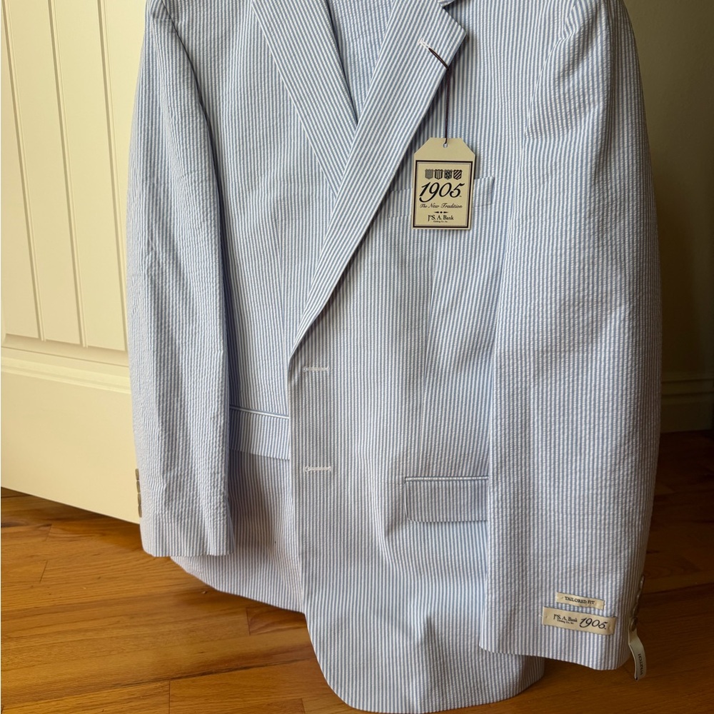 Men's Lightweight Blue Seersucker Suit